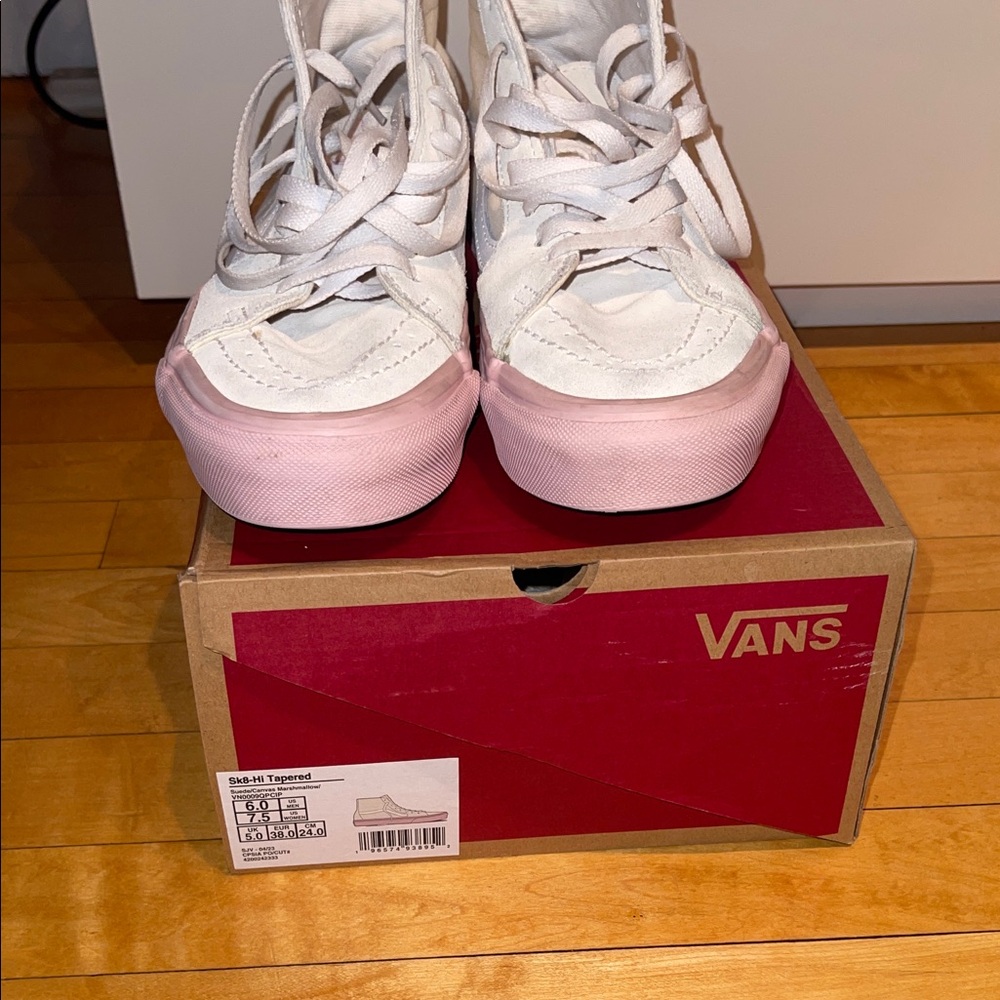 Vans Women's White and Pink Sneakers